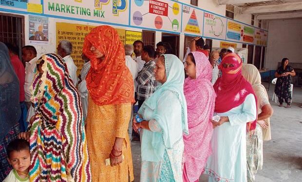 The voting percentage in Haryana has been adjusted to 64.8%, marking the lowest turnout since the year 1999.