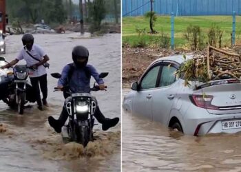 Many parts of Gurugram are affected by waterlogging due to the pre-monsoon showers.