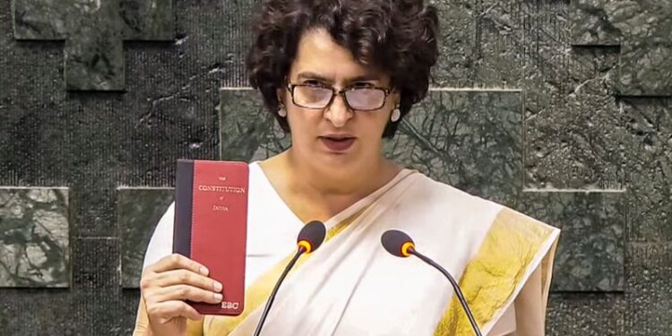 The Lok Sabha session was interrupted by chaos from the Opposition after Priyanka took her oath as MP for Wayanad.