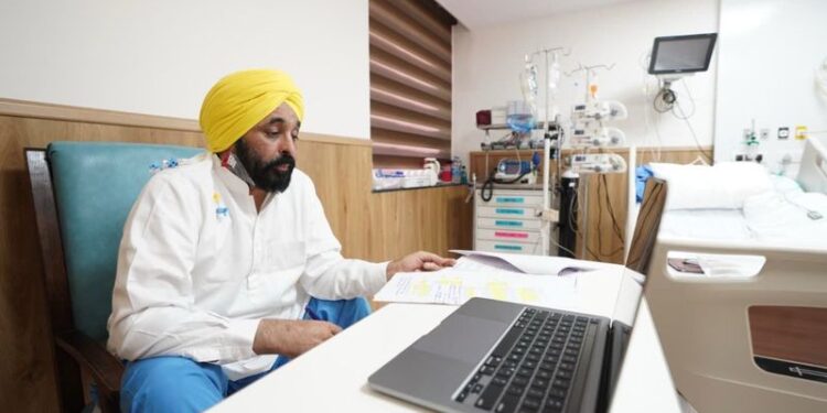 Punjab Chief Minister Bhagwant Mann participated in a Cabinet meeting while hospitalized.