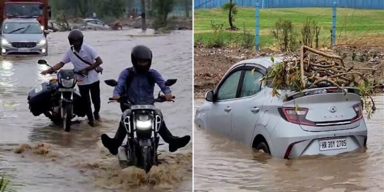 गुरुग्राम के कई हिस्से प्री-मानसून बारिश के कारण जलभराव से प्रभावित हैं।