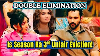 बिग बॉस 19 में अभिषेक बजाज और नीलम गिरी को आश्चर्यजनक रूप से डबल एलिमिनेशन में बाहर कर दिया गया है, जिससे कई प्रशंसक परिणाम से असंतुष्ट हैं।