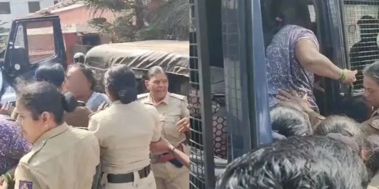 कर्नाटक के हुबली में एक महिला बीजेपी कार्यकर्ता ने पुलिस पर गिरफ्तारी के दौरान कपड़े उतारने और मारपीट करने का आरोप लगाया है।